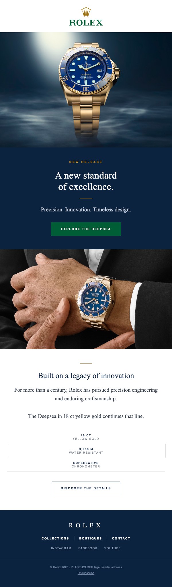 Rolex timepiece launch email