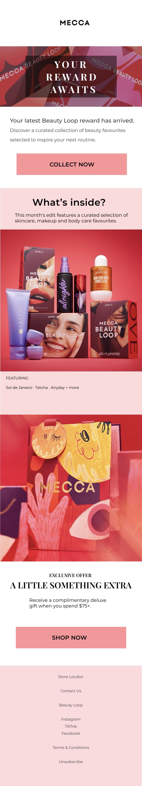 MECCA beauty rewards email