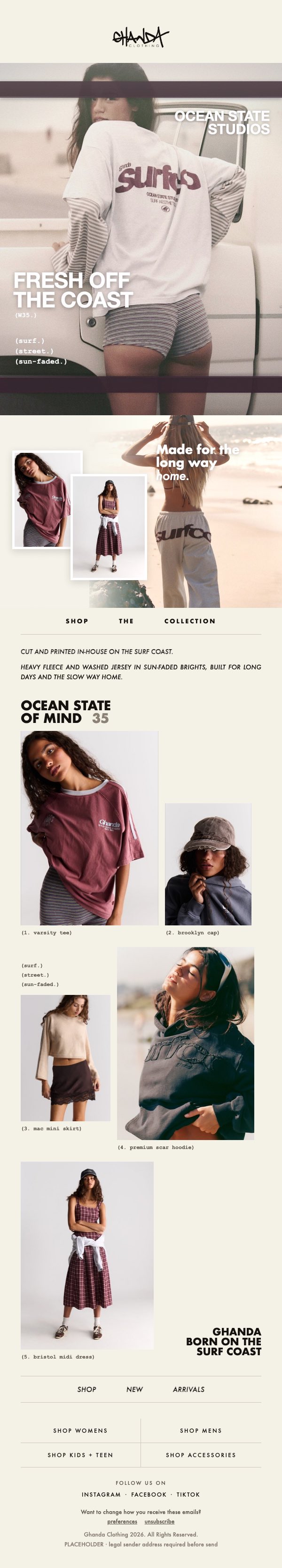 Ghanda new season editorial campaign email