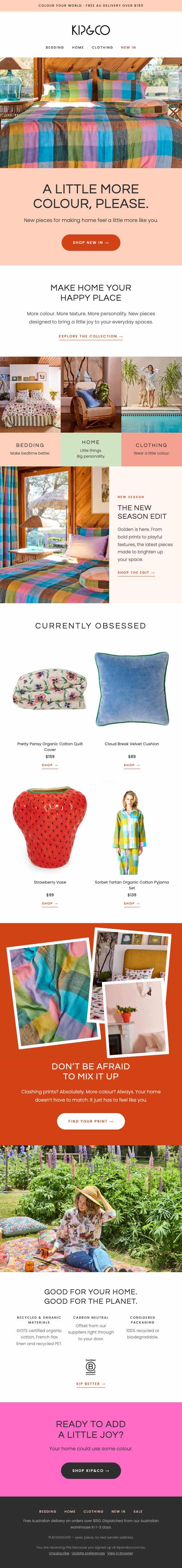 Kip and Co seasonal home refresh collection email